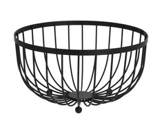 Excellent Houseware Vaisių ir daržovių krepšelis, juoda metalinis krepšelis, dubuo, palėpės lėkštė, 25 cm