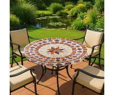 Maximex Garden tablecloth with elastic for round table, mosaic, Ø 85-105 cm