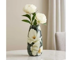 Home Styling Collection Vaza metalinė 30cm, baltos gėlės