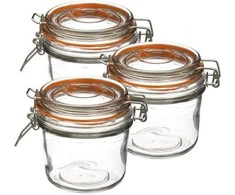 Secret De Gourmet PIECES Stiklinis indas su dangteliu ir spaustuku, 350 ml, 3 vnt