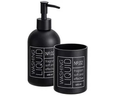 Bathroom Solutions Stiklinis muilo dozatorius ir dantų šepetėlių laikiklis ONYX