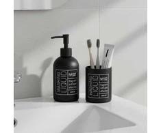 Bathroom Solutions Stiklinis muilo dozatorius ir dantų šepetėlių laikiklis ONYX