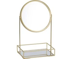 Home Styling Collection Gold jewelry stand with makeup mirror, 19 x 12 x 32 cm