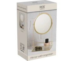 Home Styling Collection Gold jewelry stand with makeup mirror, 19 x 12 x 32 cm