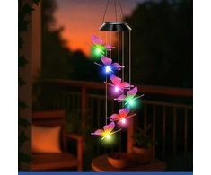 Maximex Hanging solar lamp, LED butterflies, wind chime, 78 cm