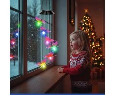 Maximex Hanging solar lamp, LED butterflies, wind chime, 78 cm