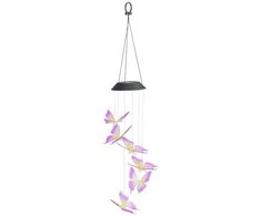 Maximex Hanging solar lamp, LED butterflies, wind chime, 78 cm