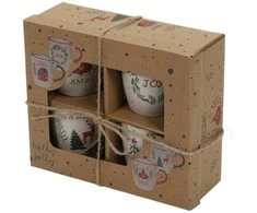 Home Styling Collection Siaki Kavos puodelių rinkinys 4 vnt 180 ml Kalėdiniai