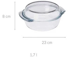 Bigbuy Cooking Orkaitėms atsparus indas su dangteliu su dangčiu Apvalus 1,7 l keptuvės forma