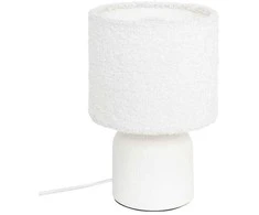Atmosphera BONA keraminė stalinė lempa su bouclé gaubtu, Ø 14 cm