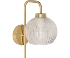 Lamp Kugel sieninis šviestuvas KRYS, aukso ir stiklo, aukštis 30 cm