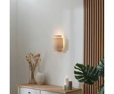 Lamp Sieninis šviestuvas NAHEL su tekstiliniu gaubtu, lino spalvos, aukštis 27 cm.