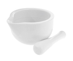 Eh Excellent Houseware Porceliano prieskonių grūstuvė, balta, su grūstuvu