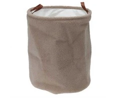 Home Styling Collection Boucle laikymo krepšelis, dirbtinės odos rankenos, Ø 38 x 50 cm