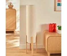 Lamp Toršeras su tekstiliniu gaubtu RAFA, medinės kojelės, Ø 24 x 107 cm