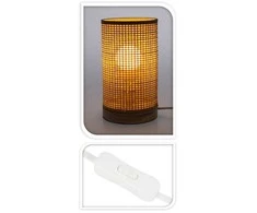 Home Styling Collection Bambuko stalinis šviestuvas, vamzdis, pušies medienos pagrindas, 13 x 23 cm