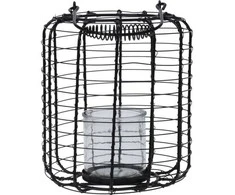 Home Styling Collection Metalinis žibintas su stikline žvakide, Ø 18,5 cm, juodas