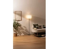 Atmosphera Cotton Pastatomas šviestuvas svetainei TOBIE su medvilniniu gaubtu, Ø 37 x 150 cm