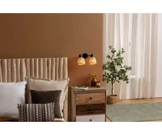 Atmosphera Bamboo LIO lubiniai šviestuvai su 2 pintais bambuko gaubtais, 2 x Ø 17 cm