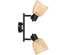 Atmosphera Bamboo LIO lubiniai šviestuvai su 2 pintais bambuko gaubtais, 2 x Ø 17 cm