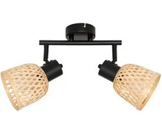 Atmosphera Bamboo LIO lubiniai šviestuvai su 2 pintais bambuko gaubtais, 2 x Ø 17 cm