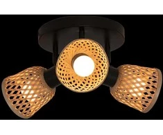 Atmosphera Bamboo LIO lubiniai šviestuvai su 3 gaubtais, pagamintais iš pinto bambuko, 3 x Ø 25 cm