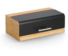 Large bamboo bread box ZELLER, juodas, 36 x 20 x 13 cm
