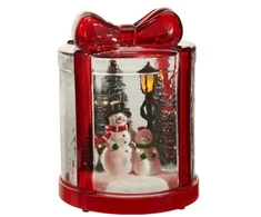 Home Styling Collection LED kalėdinis žibintas, stiklinė dovana su sniego seniais, 13 x 13 x 17 cm