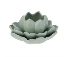Home Styling Collection Lotus Lotoso gėlių arbatinės žvakutės laikiklis iš porceliano, 12,5 x 13 x 6,5 cm