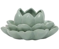 Home Styling Collection Lotus Lotoso gėlių arbatinės žvakutės laikiklis iš porceliano, 12,5 x 13 x 6,5 cm