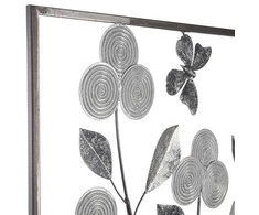 Atmosphera Made In Metalinis paveikslas su gėlių motyvais, moderni sienų apdaila pagaminta metalo apdirbimo technika.