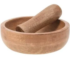 Practic Mörser Holzmörser Küchenmörser Gewürzmörser mit Stößel aus Holz