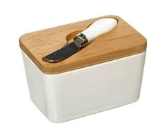 5five Simply Smart Bamboo Maselka su žirklėmis, keramikinė su bambukiniu dangteliu