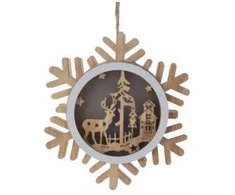 Home Styling Collection Medinė kalėdinė dekoracija pakabinimui, 12 cm