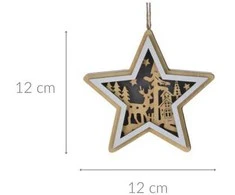 Home Styling Collection Medinė kalėdinė dekoracija pakabinimui, 12 cm