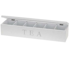 Home Styling Collection Dekoratyvinė arbatos dėžutė, baltos sp., 43 x 9 x 8,7 cm