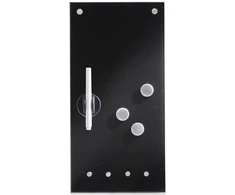 MEMO stiklo lenta užrašams, juoda + 3 magnetai ir 4 kabliukai, 40x20 cm, ZELLER