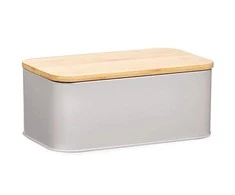 Bamboo Metalinė duonkepė su bambukine pjaustymo lentele, pilka, 2in1, ZELLER