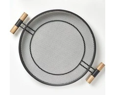 Metalinis padėklas su rankenomis, tinklelio struktūra, Ø 48 cm, juodas, ZELLER