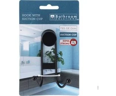 Bathroom Solutions Dvigubas Kabliukas Su Siurbtuku, Juodas, 6,5x5,5x10 cm