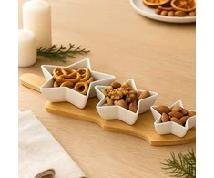 Secret De Gourmet Porceliano užkandžių serviravimo komplektas su padėklu - 4 dalių - Dipsai ir užkandžiai