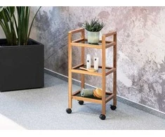 Lauko baldų komplektas Wenko FONDI mobili akacijos medienos lentyna, 3 lygiai, aukštis 76,5 cm