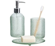 Bathroom Solutions PIECES NODE vonios kambario rinkinys, dozatorius, dantų šepetėlių laikiklis ir muilinė, 3 dalys