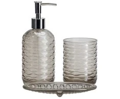 Bathroom Solutions PIECES NODE vonios kambario rinkinys, dozatorius, dantų šepetėlių laikiklis ir muilinė, 3 dalys