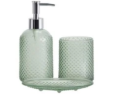Bathroom Solutions PIECES NODE vonios kambario rinkinys, dozatorius, dantų šepetėlių laikiklis ir muilinė, 3 dalys