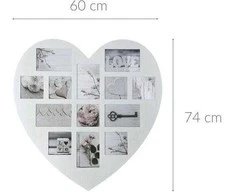 Atmosphera Nuotraukų rėmelis Medinis širdies nuotraukų rėmelis Multi Frame Baltas