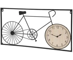 Home Styling Collection Metalinė sienų apdaila retro dviratis ir laikrodis, 60 x 32 x 5 cm