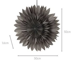 Mondex Popierinė 3D dekoratyvinė žvaigždė 50 cm pilka