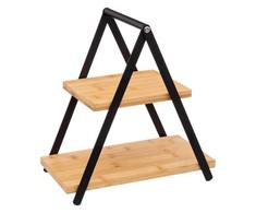 Secret De Gourmet Bamboo Padėklas pyragams, vaisiams, bambukams, dviejų pakopų, aukštis 29,3 cm