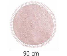 Dekoracja Domu Rožinė Lurex dekoratyvinis kilimas, skersmuo 90 cm su kutais, rožinis
